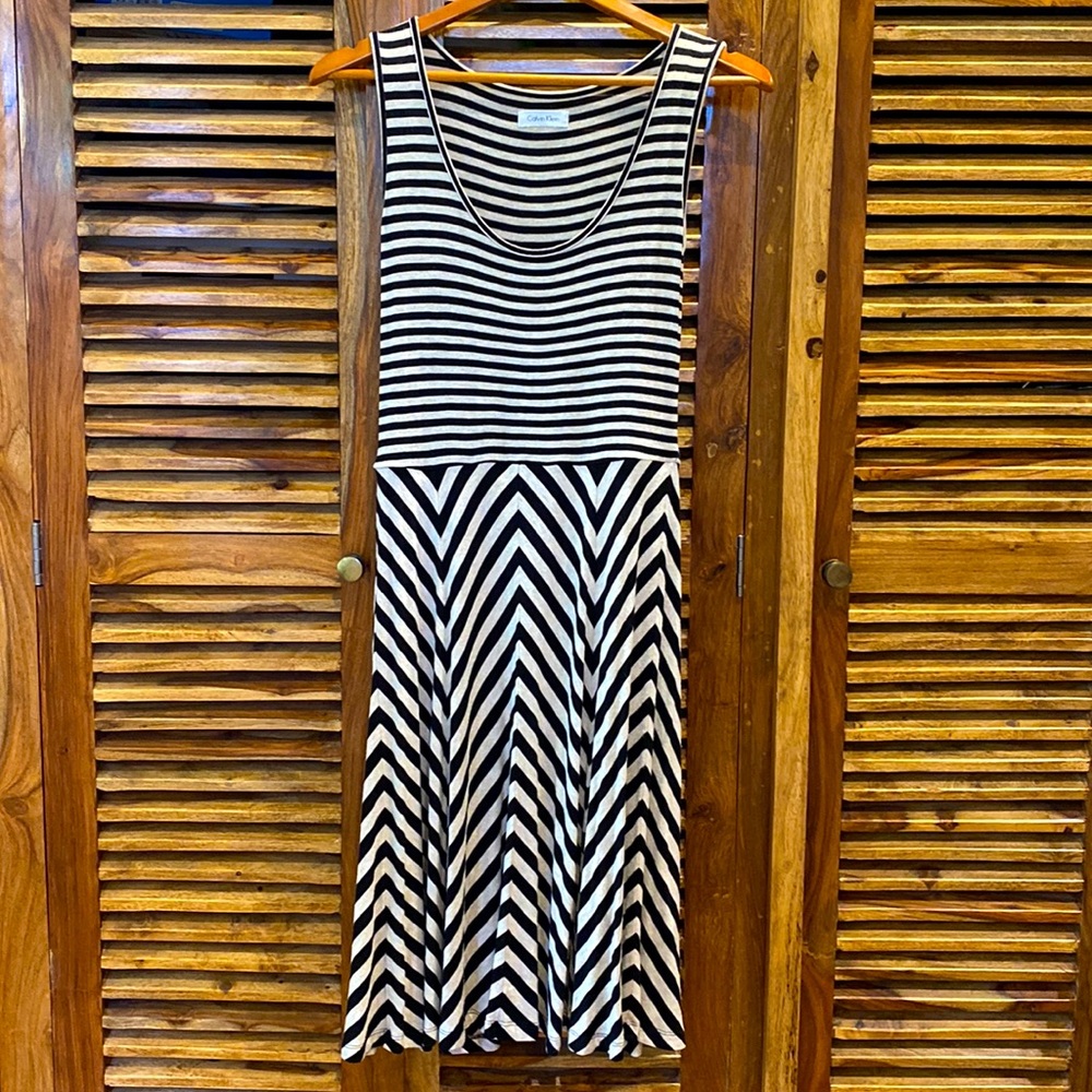 Calvin Klein Striped Jersey Tank Dress - Size 4